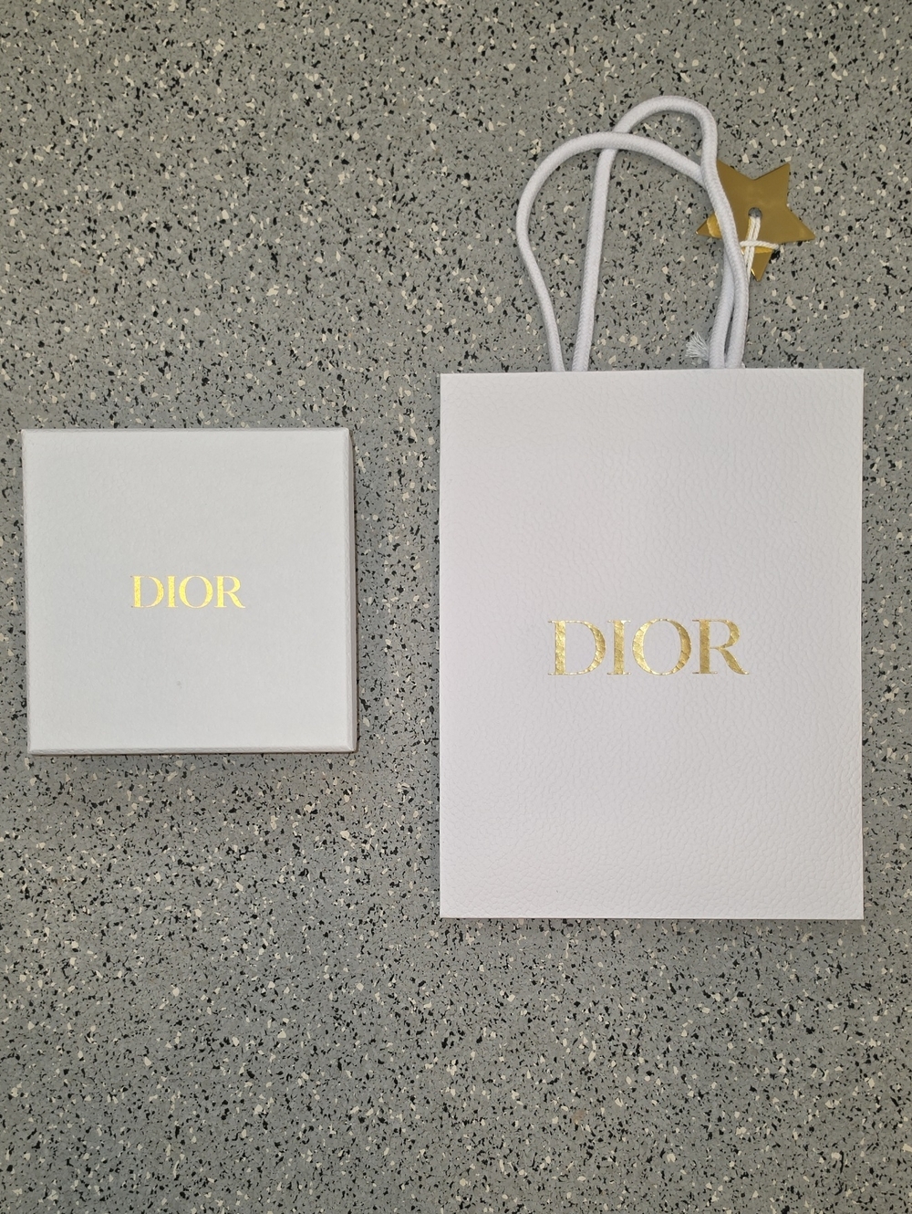 Dior White and Gold Jewelry Box And Gift Bag